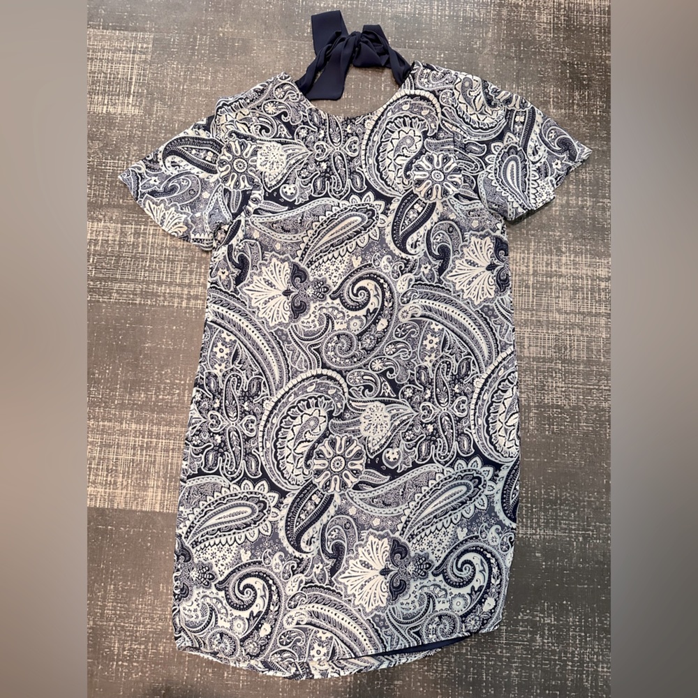 Navy paisley back-ribbon summer dress from H&M, size 36 (M)